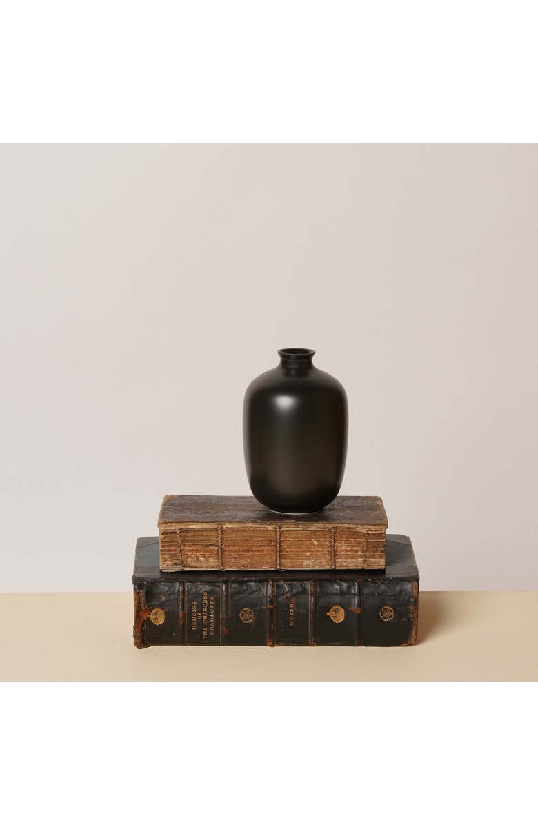 MIDDLE KINGDOM Semi-Matte Porcelain Mini Plum Vase, Main, color, Black