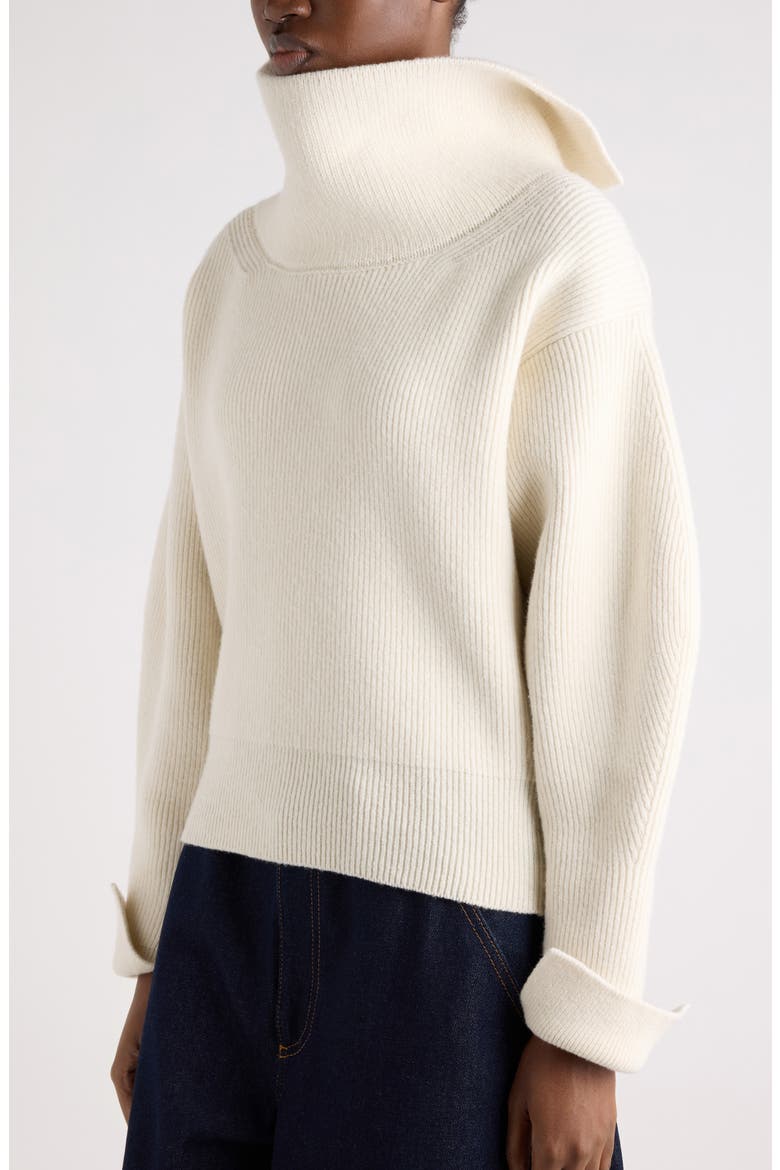 Slashed Wool & Cashmere Blend Turtleneck Sweater, Alternate, color, IVORY