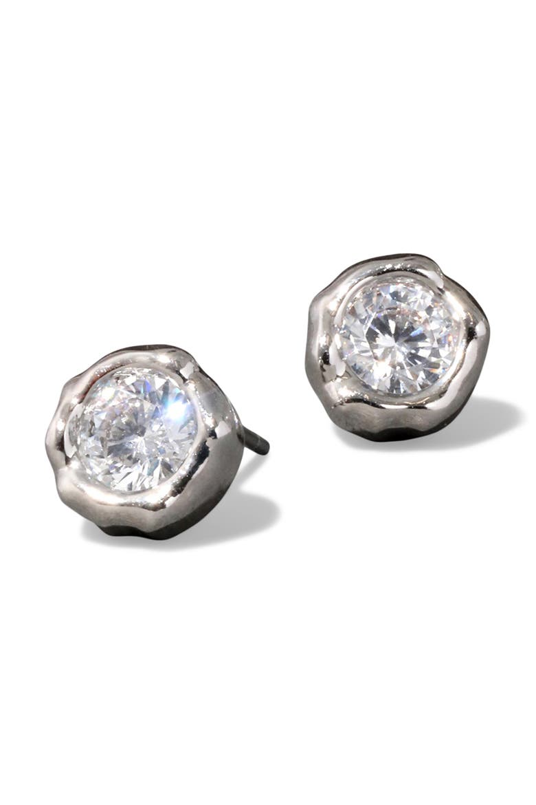 Asterales Molten Bezel Stud Earrings, Main, color, SILVER