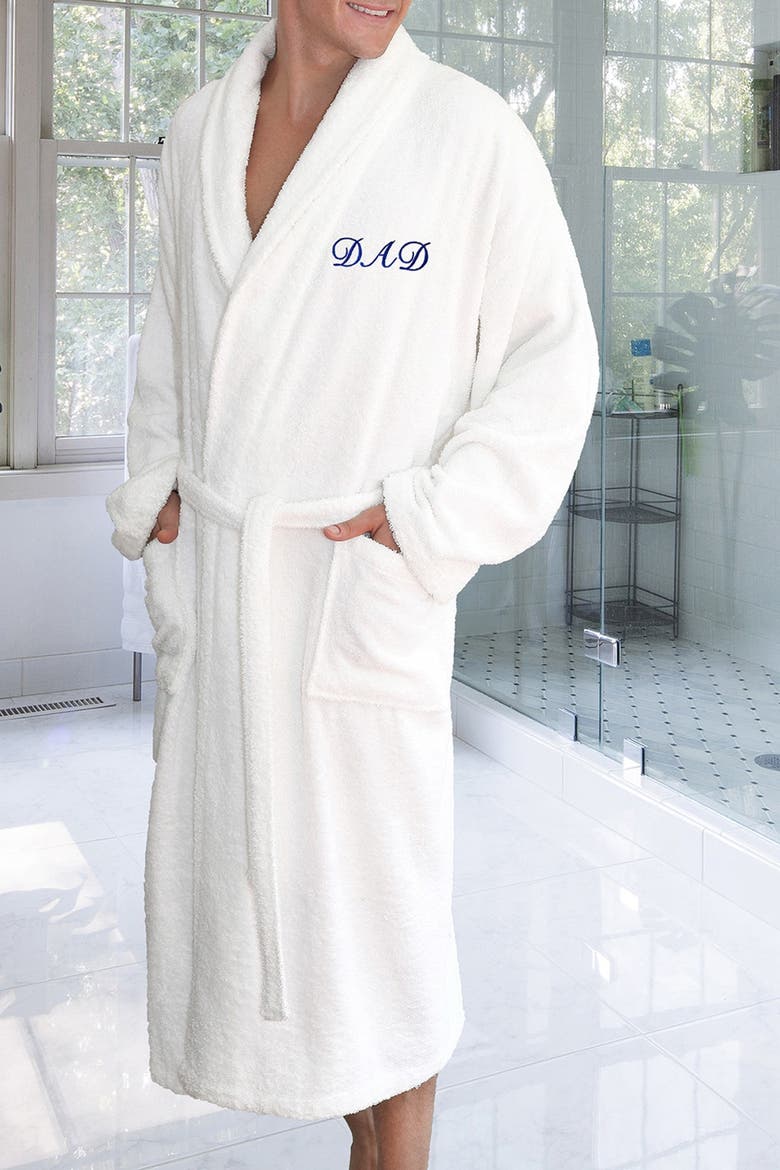 Terry Embroidered Bathrobe, Main, color, WHITE