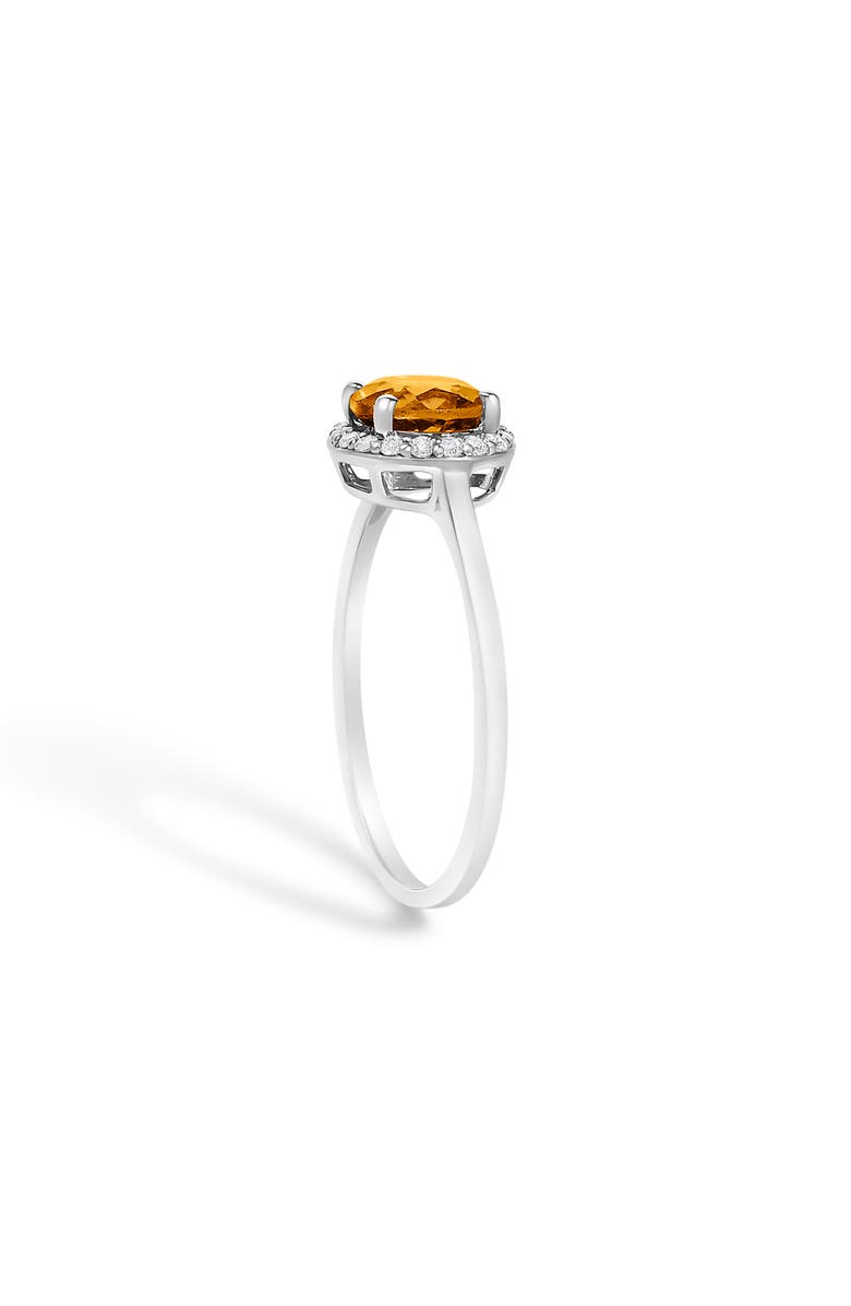 Haus of Brilliance 10K Gold Gemstone and 1/10 Cttw Diamond Halo Birthstone Ring, Alternate, color, White | Orange Citrine