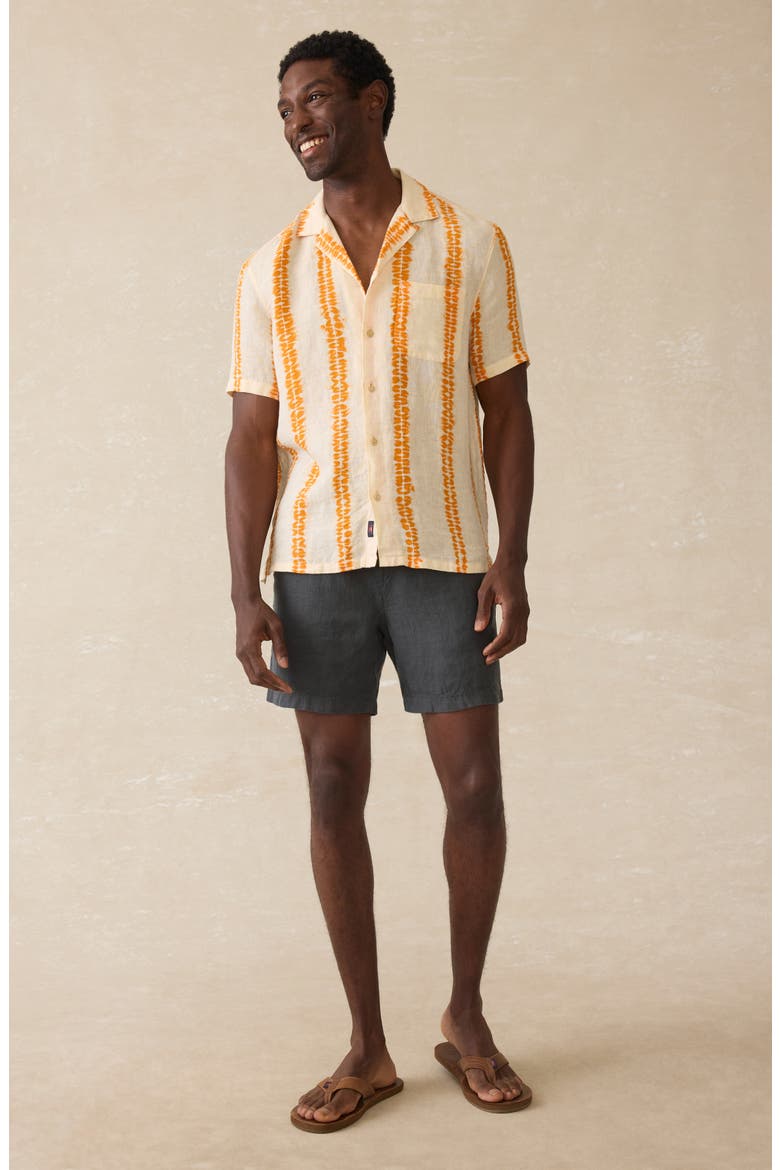 Shibori Palma Linen Camp Shirt, Alternate, color, CITRUS VALLEY