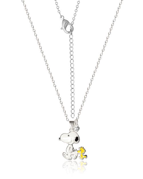 Peanuts Snoopy And Woodstock 3d Pendant Necklace In Metallic