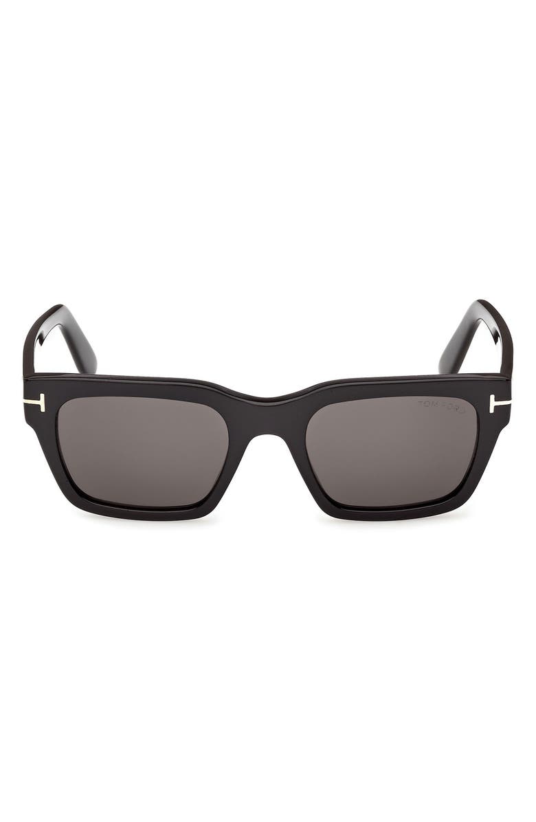 TOM FORD Andy-02 55mm Square Sunglasses, Main, color, Shiny Black / Smoke Lens