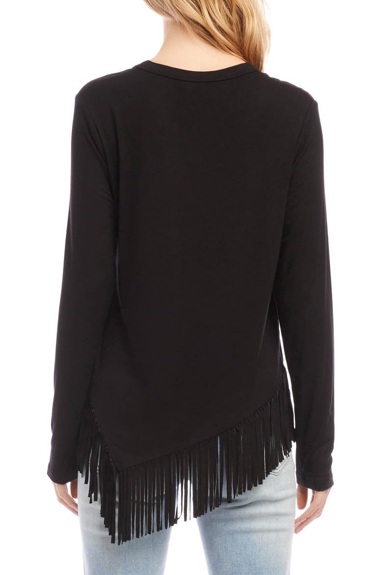 Asymmetric Fringe Jersey Top, Alternate, color, BLACK
