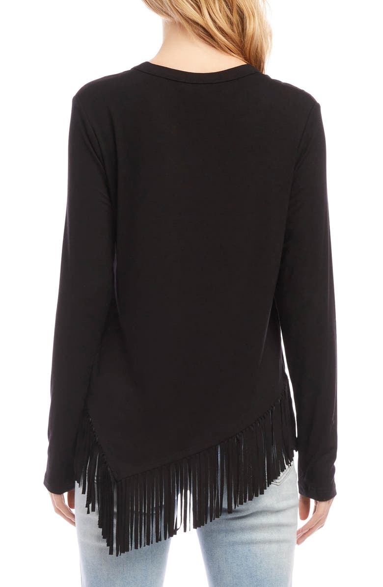 Karen Kane Asymmetric Fringe Jersey Top, Alternate, color,