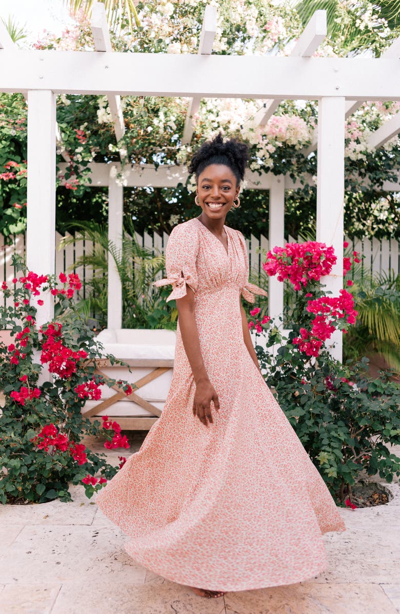 Gal Meets Glam Collection Ditsy Floral Print Maxi Dress, Alternate, color, 