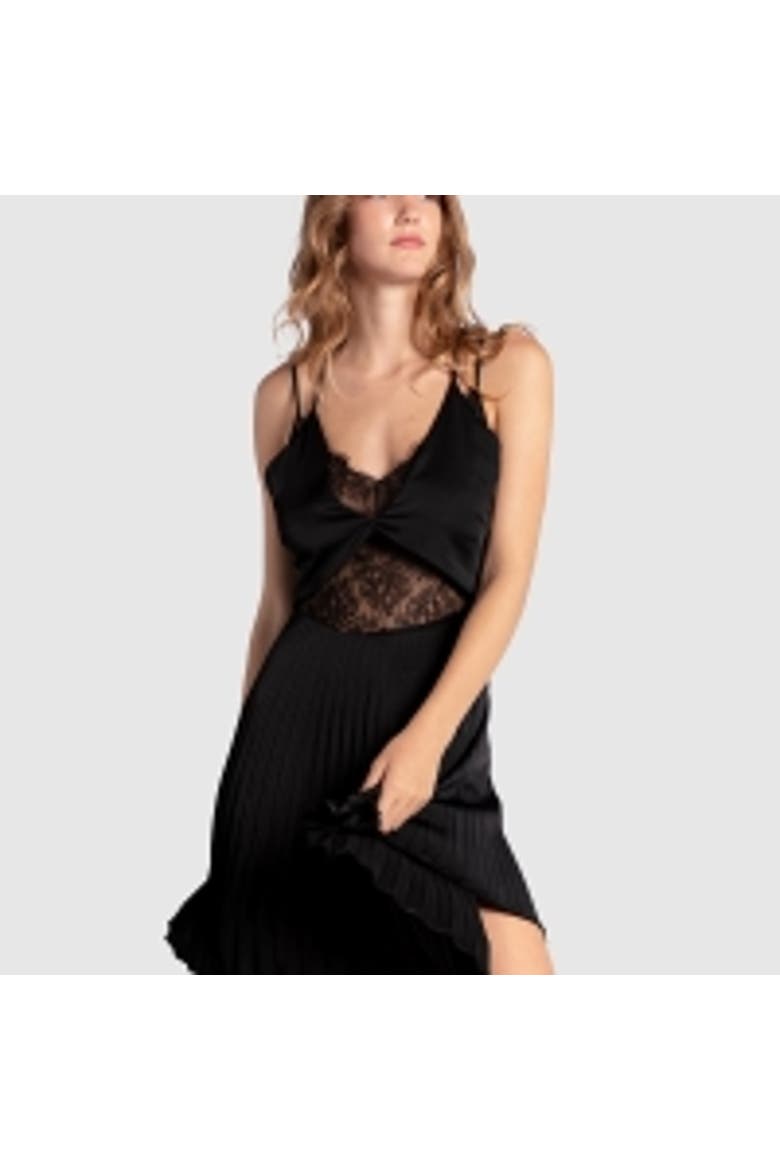 Feel It Still Lace Trim Mini Dress, Main, color, Black