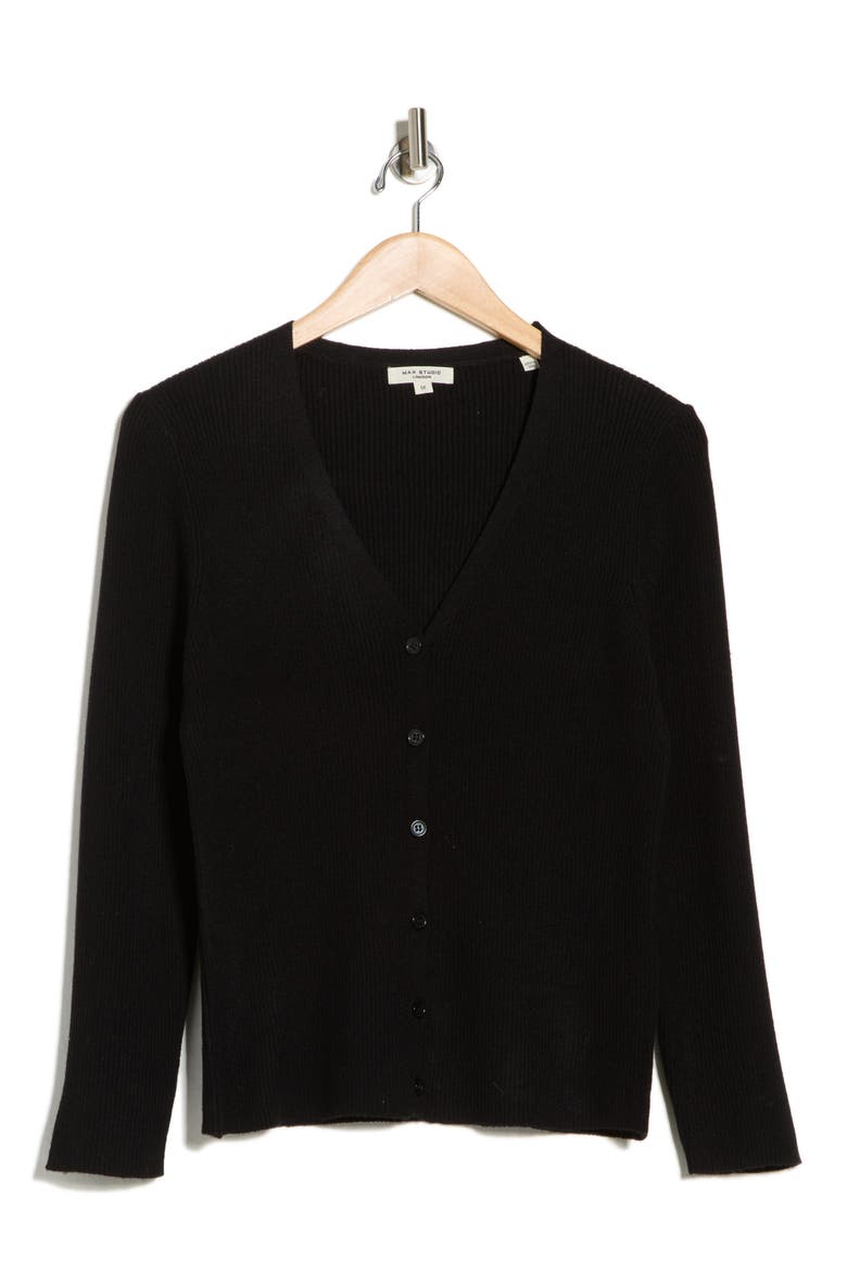 Button Cardigan Sweater, Alternate, color, BLACK