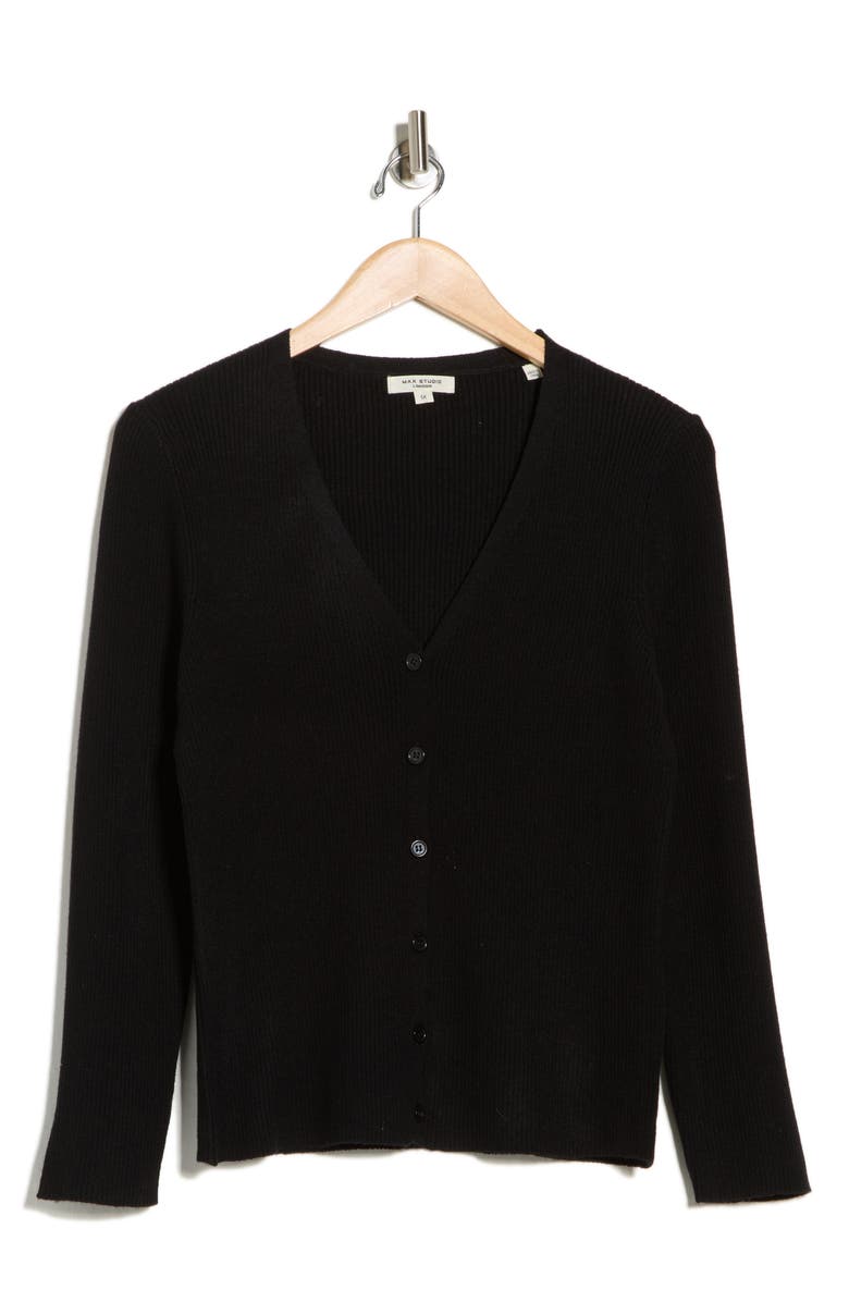 MAX STUDIO Button Cardigan Sweater, Alternate, color, Black