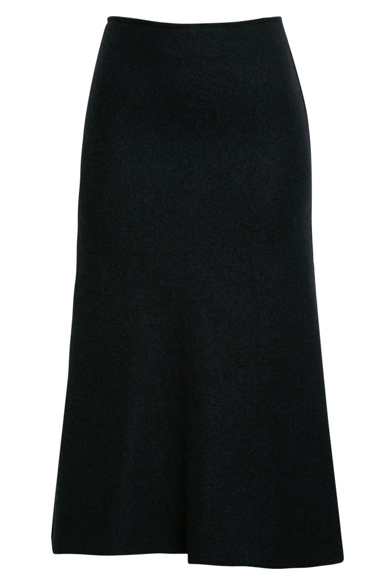 Felted Wool Blend Midi Skirt, Alternate, color, BLACK
