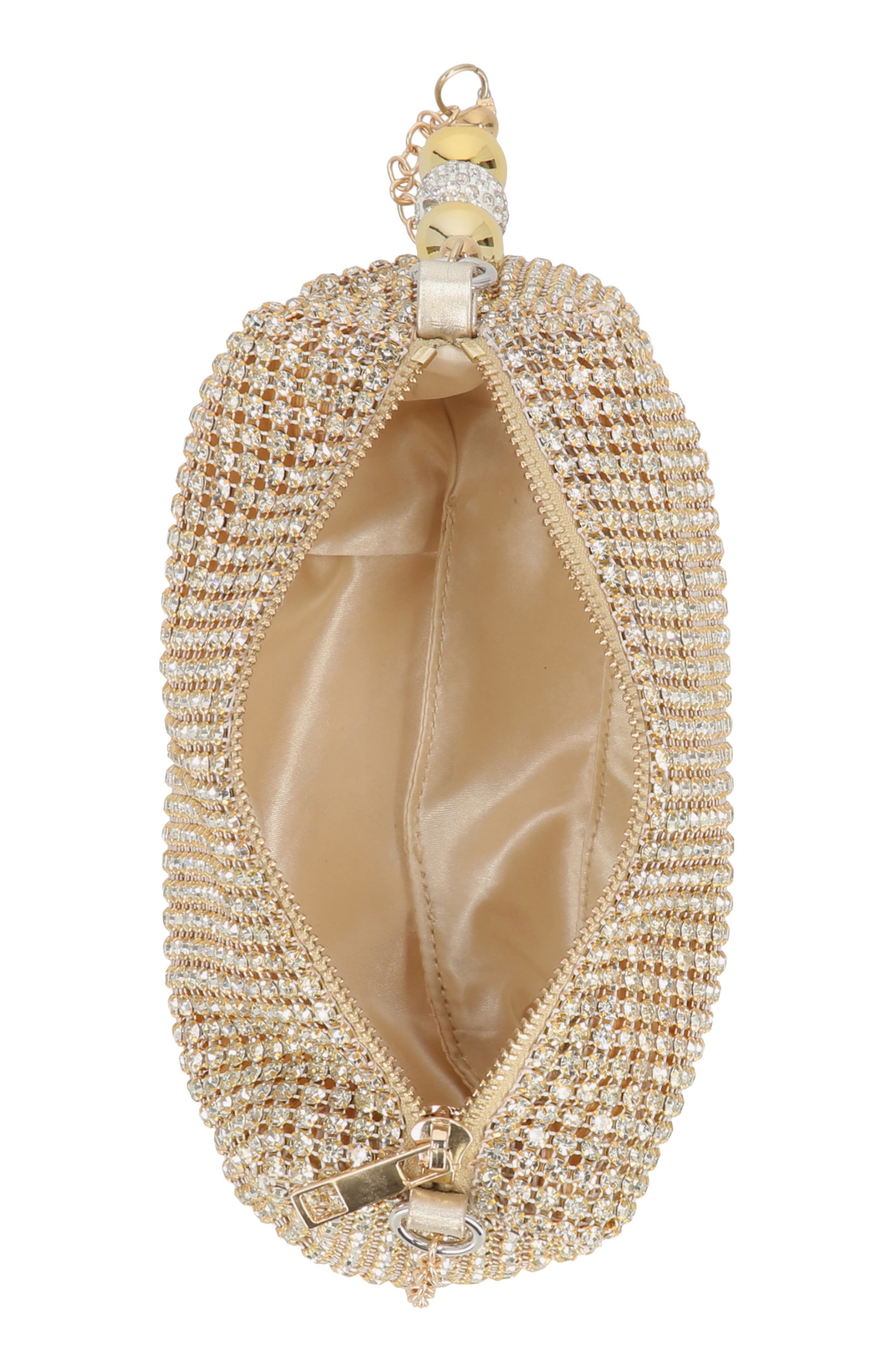 Evelyn Diamond Mesh Shoulder Bag, Alternate, color, LIGHT GOLD
