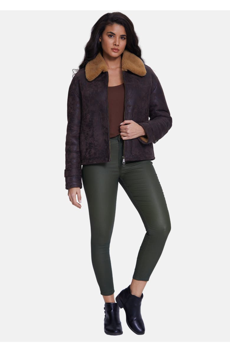 Furniq UK Eleanor Sheepskin Jacket, Main, color, Brown