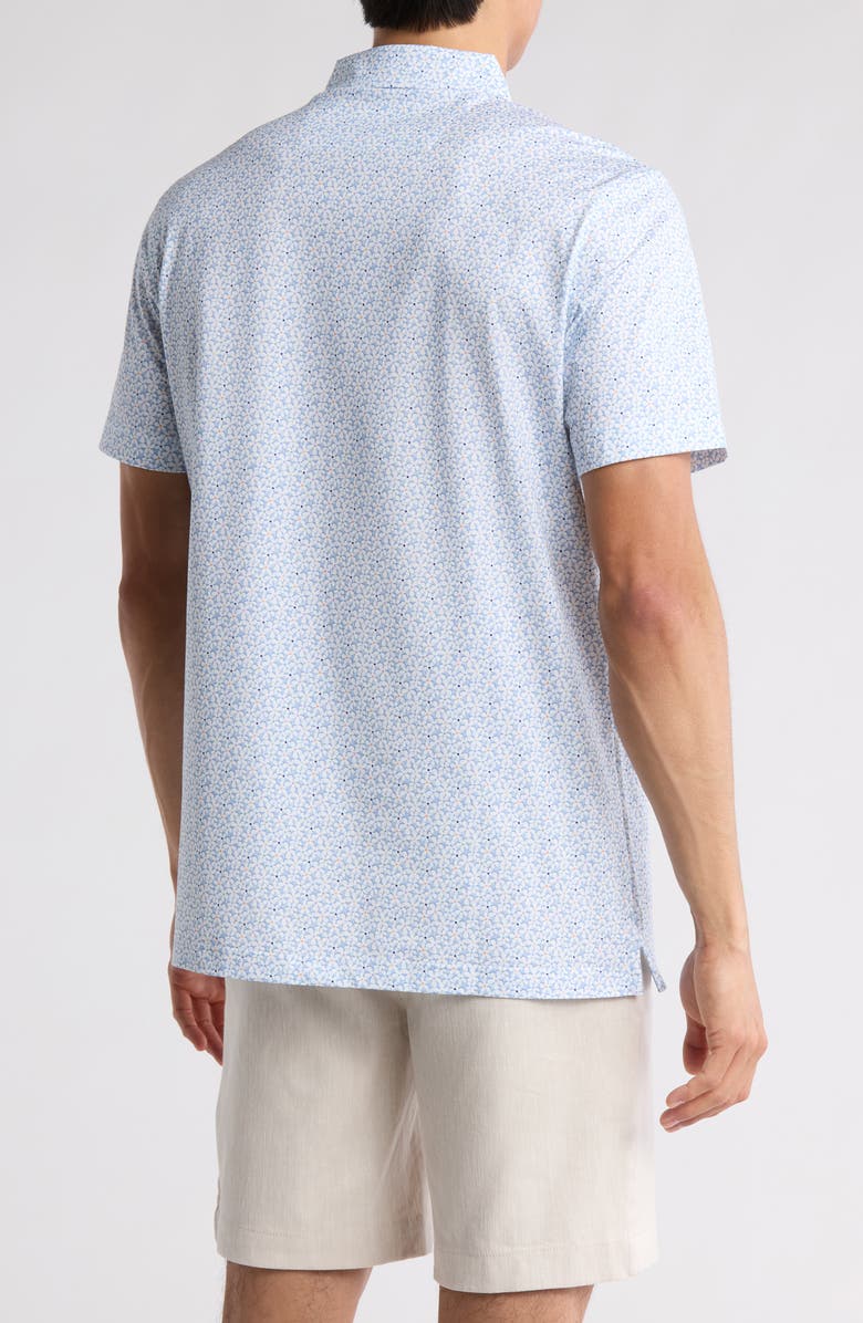 Bugatchi Victor Floral Print Knit Polo, Alternate, color, Air Blue
