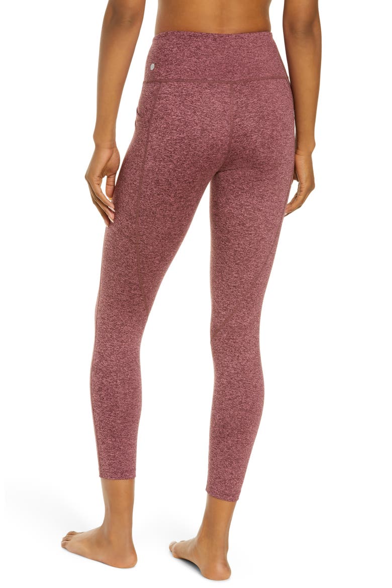 Live In High Waist Pocket 7/8 Leggings, Alternate, color, BURGUNDY HUCKLE