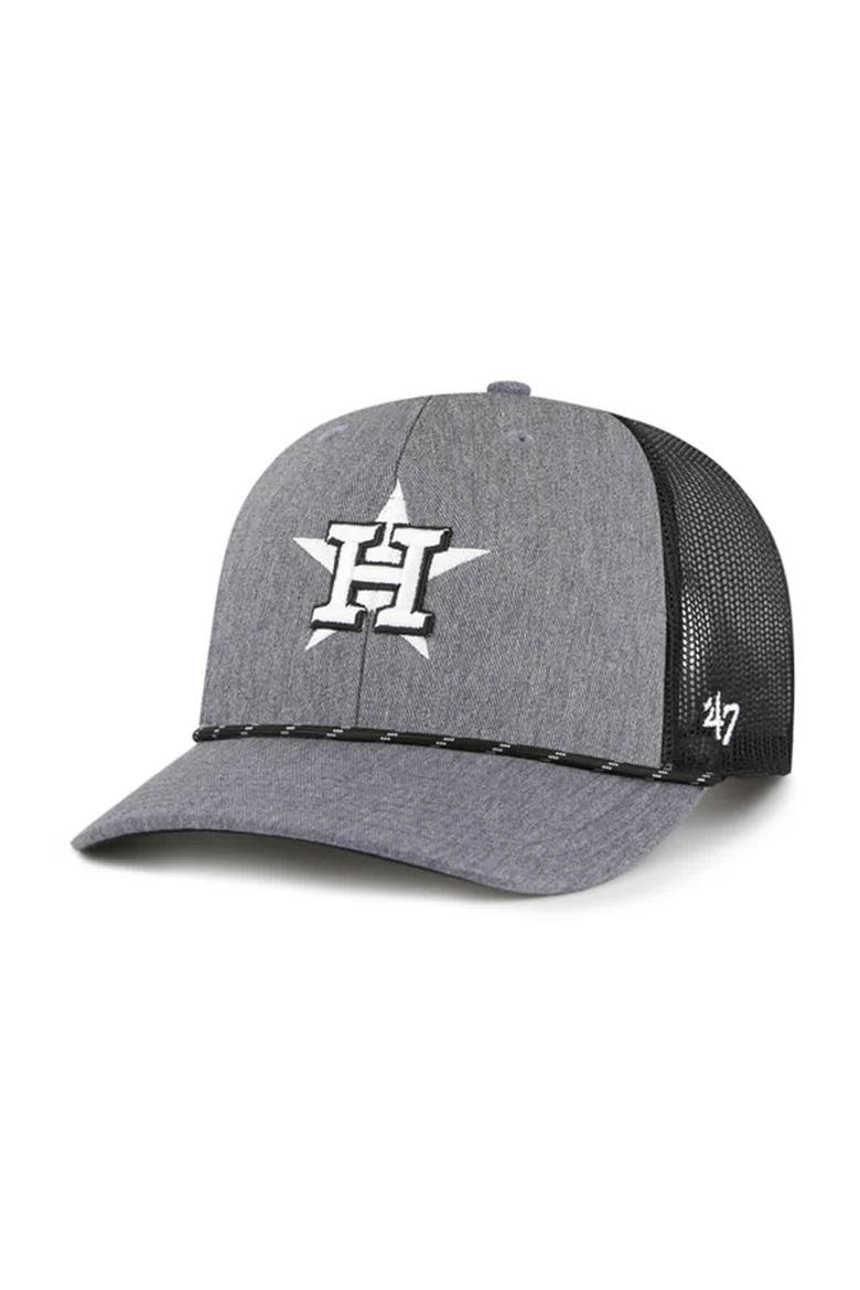 Men's '47 Charcoal Houston Astros Carbon Rope Trucker Adjustable Hat, Main, color, Charcoal