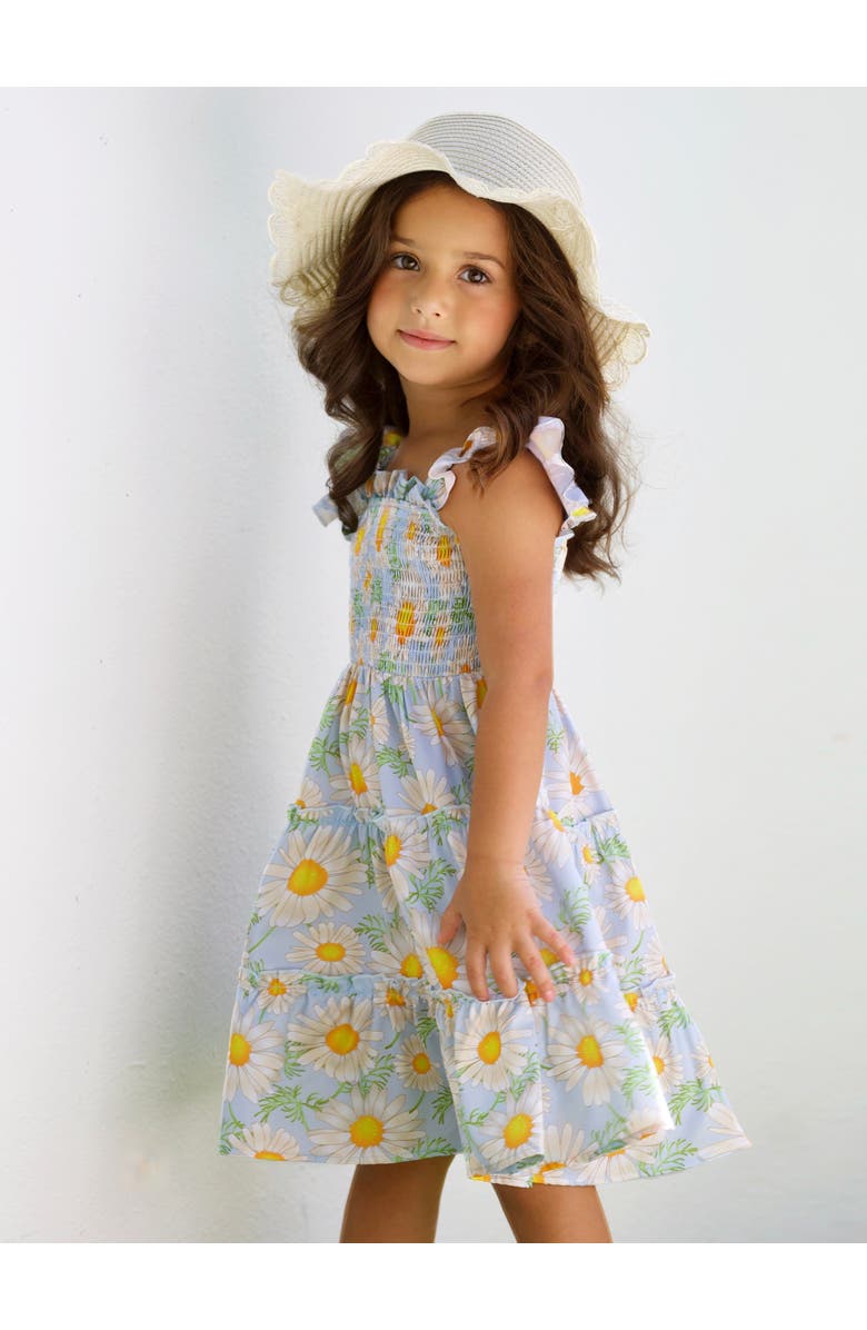 Mia Belle Girls Girls Daisy Delight Smocked Tiered Dress, Alternate, color, Blue