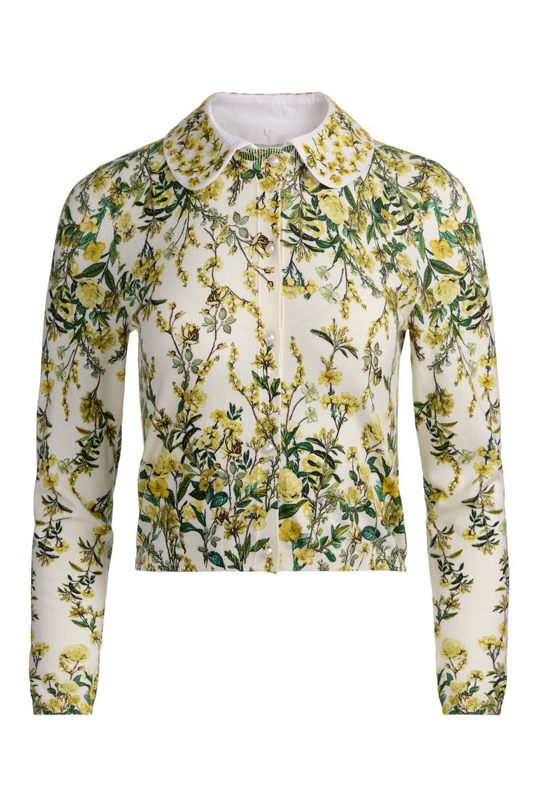 Carson Floral Cotton Blend Cardigan with Removable Collar, Alternate, color, FRESH AIR BUTTER