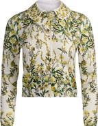 Alice + Olivia Carson Floral Cotton Blend Cardigan with Removable Collar