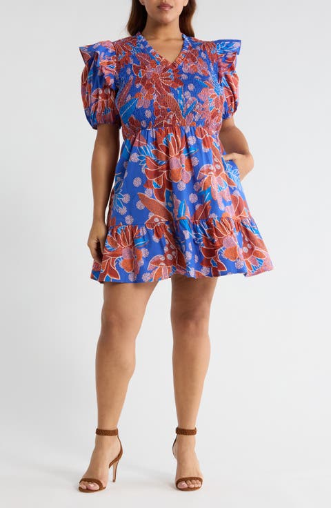 Amazonia Leones Smocked Dress (Plus)