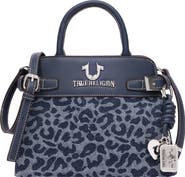 True Religion Beckham Leopard Denim Belted Tote