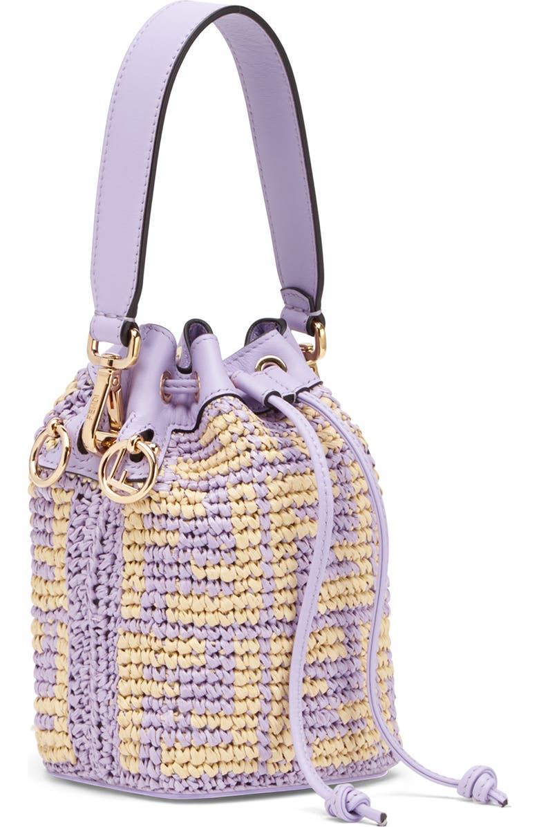 Fendi Small Mon Tresor Woven Raffia Bucket Bag, Alternate, color,