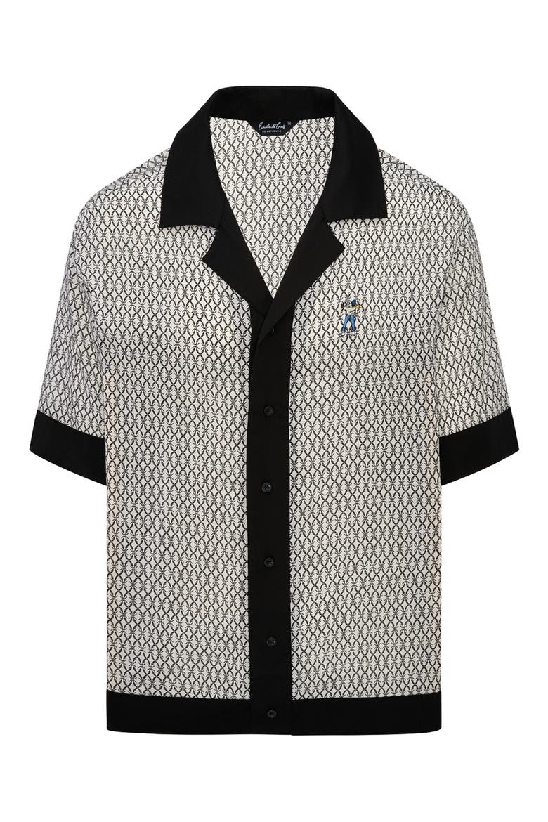 Cabana Camp Shirt, Main, color, WHITE/ BLACK