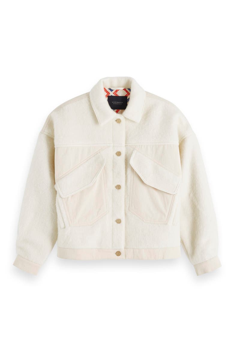 Oversize Wool Blend Trucker Jacket, Alternate, color, ECRU