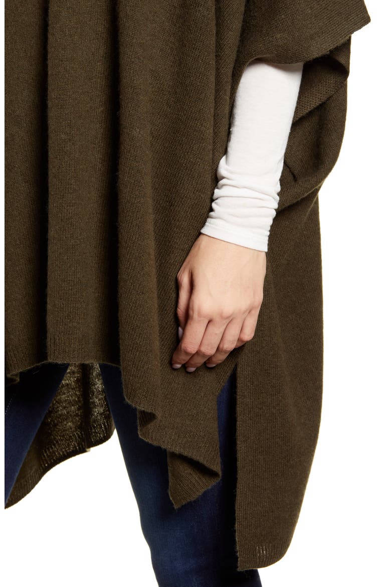 Wool & Cashmere Poncho, Alternate, color, OLIVE DARK