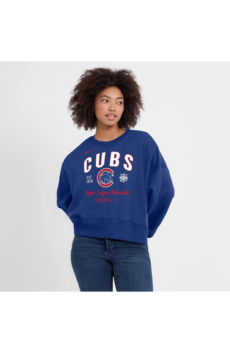 Nike Women's Nike Royal Chicago Cubs Oversized High Hip Pullover Sweatshirt, Alternate, color,