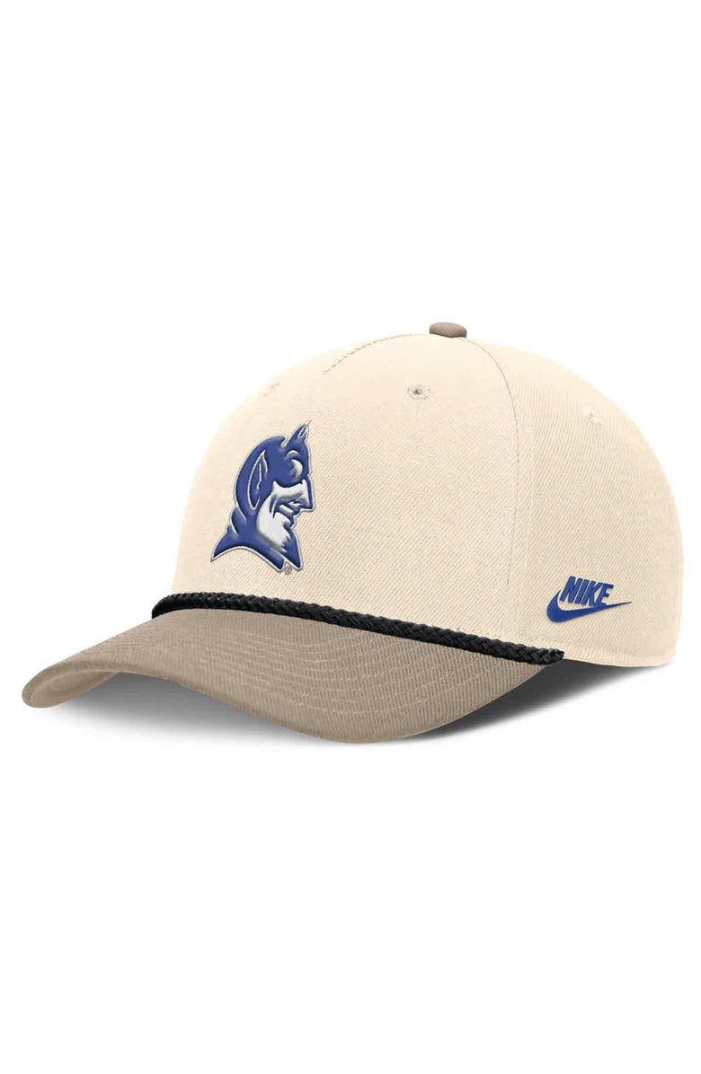 Nike Men's Nike Natural Duke Blue Devils Rise Legacy Throwback Logo Adjustable Hat, Main, color, Natural