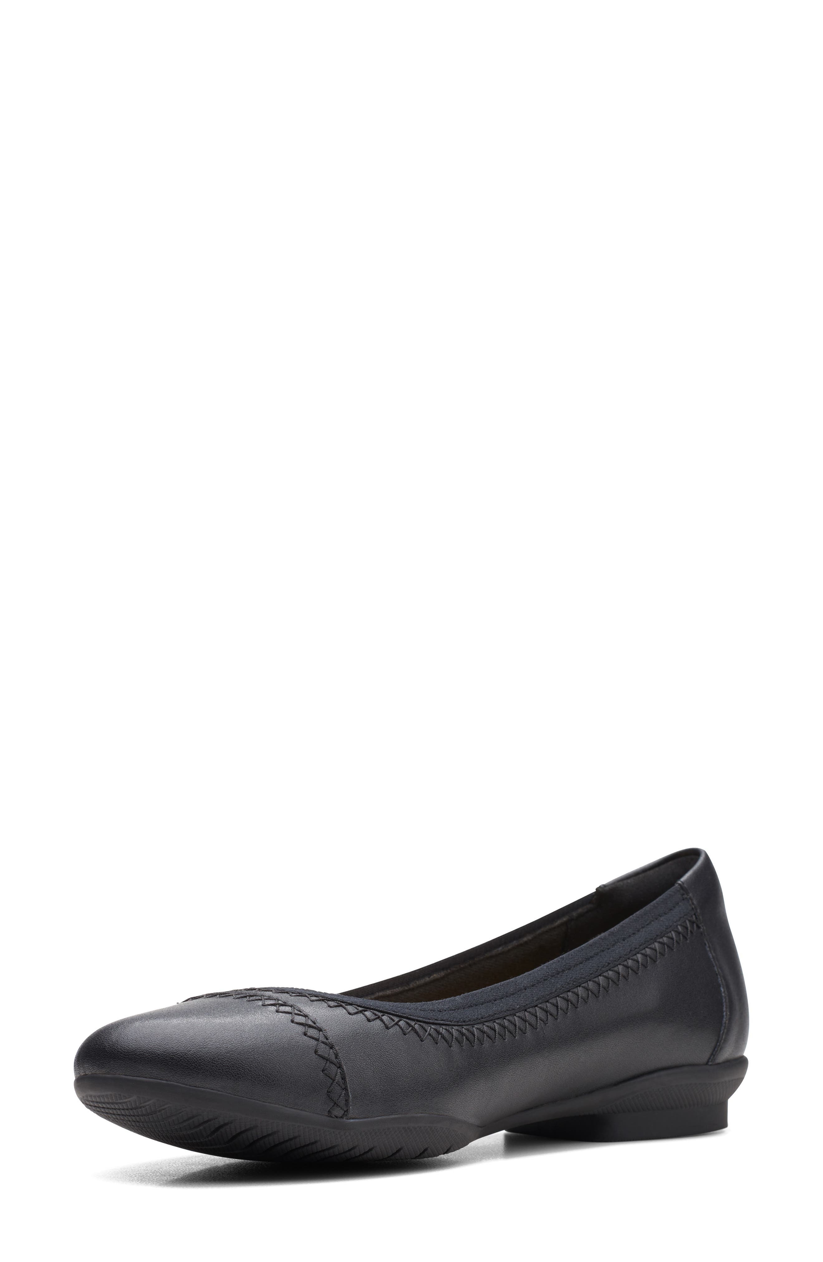 Sara Bay Flat - Wide Width Available, Alternate, color, BLACK LEATHER