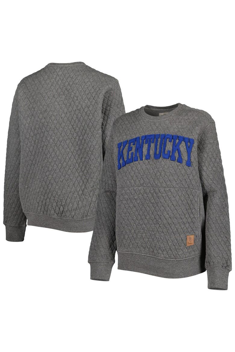 Women's Pressbox Heather Charcoal Kentucky Wildcats Moose Quilted Pullover Sweatshirt, Main, color, Heather Gray