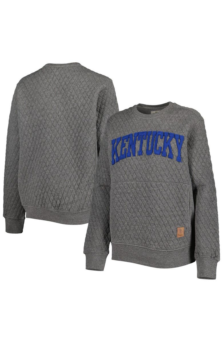PRESSBOX Women's Pressbox Heather Charcoal Kentucky Wildcats Moose Quilted Pullover Sweatshirt, Main, color, Heather Gray