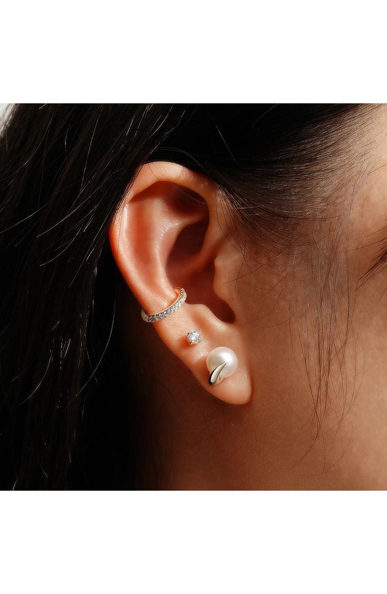 ANIA HAIE Claw Pearl Stud Earrings, Alternate, color, Silver