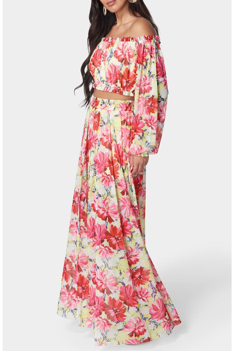 Long Sleeve Crop Top & Maxi Skirt Set, Alternate, color, IVY/ MULTI