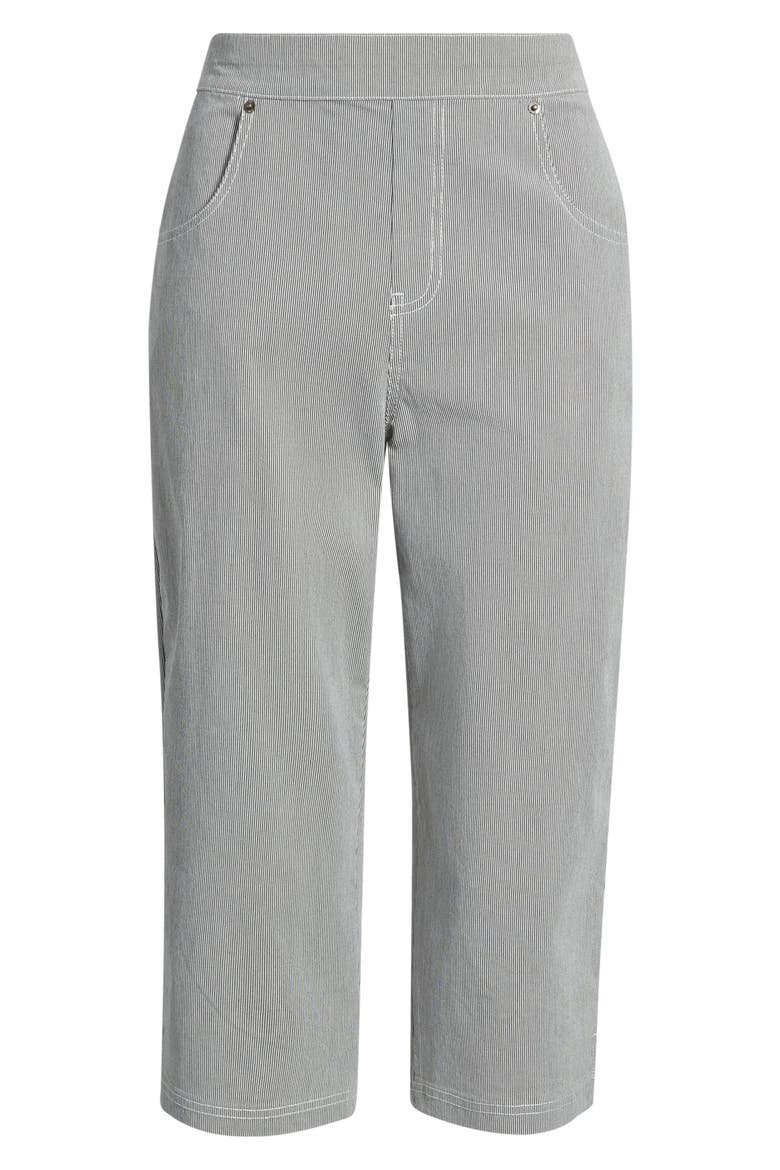 Spring Stripe Petal Pusher Capri Pants, Alternate, color, BLACK