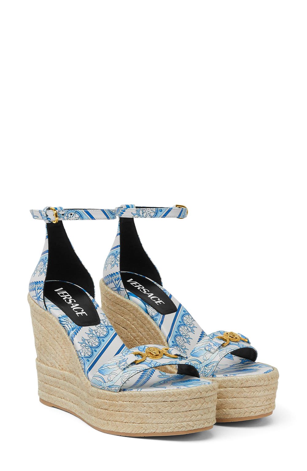Medusa Espadrille Wedge Sandal, color, EGGSHELL BLUE GOLD