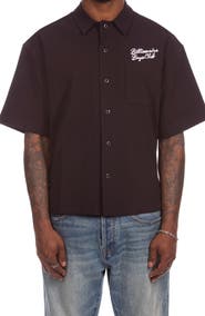 Billionaire Boys Club BB Script Embroidered Cotton Seersucker Camp Shirt