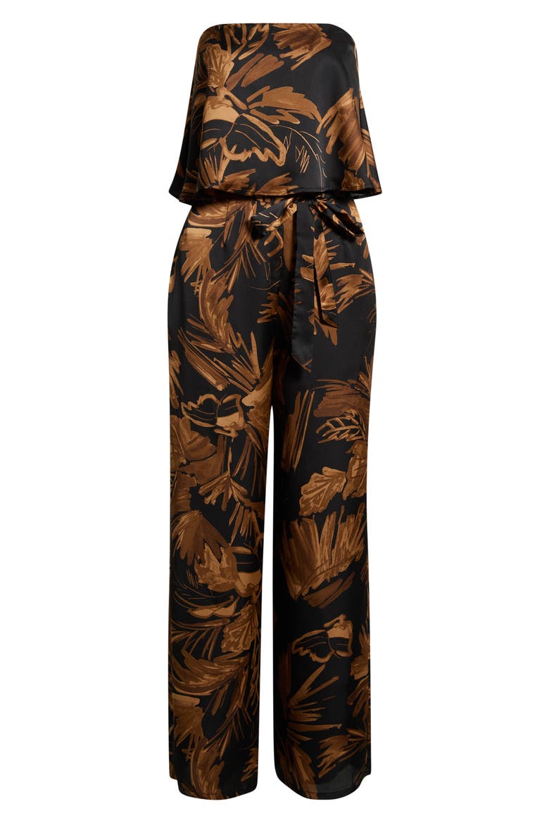 Palm Tropics Strapless Jumpsuit, Alternate, color, BLACK TAN