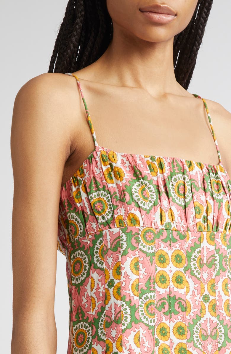 MILLE Tully Floral Pleated Cotton Midi Sundress, Alternate, color, Yucatan