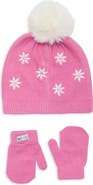 Toby Daisy Embroidered Beanie & Mittens Set
