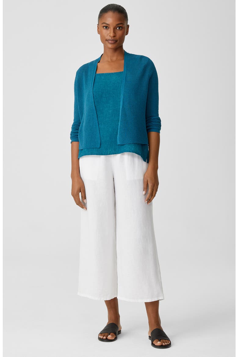 Ribbed Organic Linen & Cotton Cardigan, Alternate, color, REEF