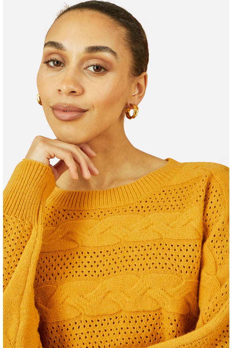 Cable Knit Relaxed Fit Jumper, Alternate, color, Mustard