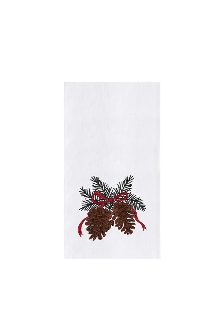 Pinecones & Bow Christmas Towel, Main, color, Brown