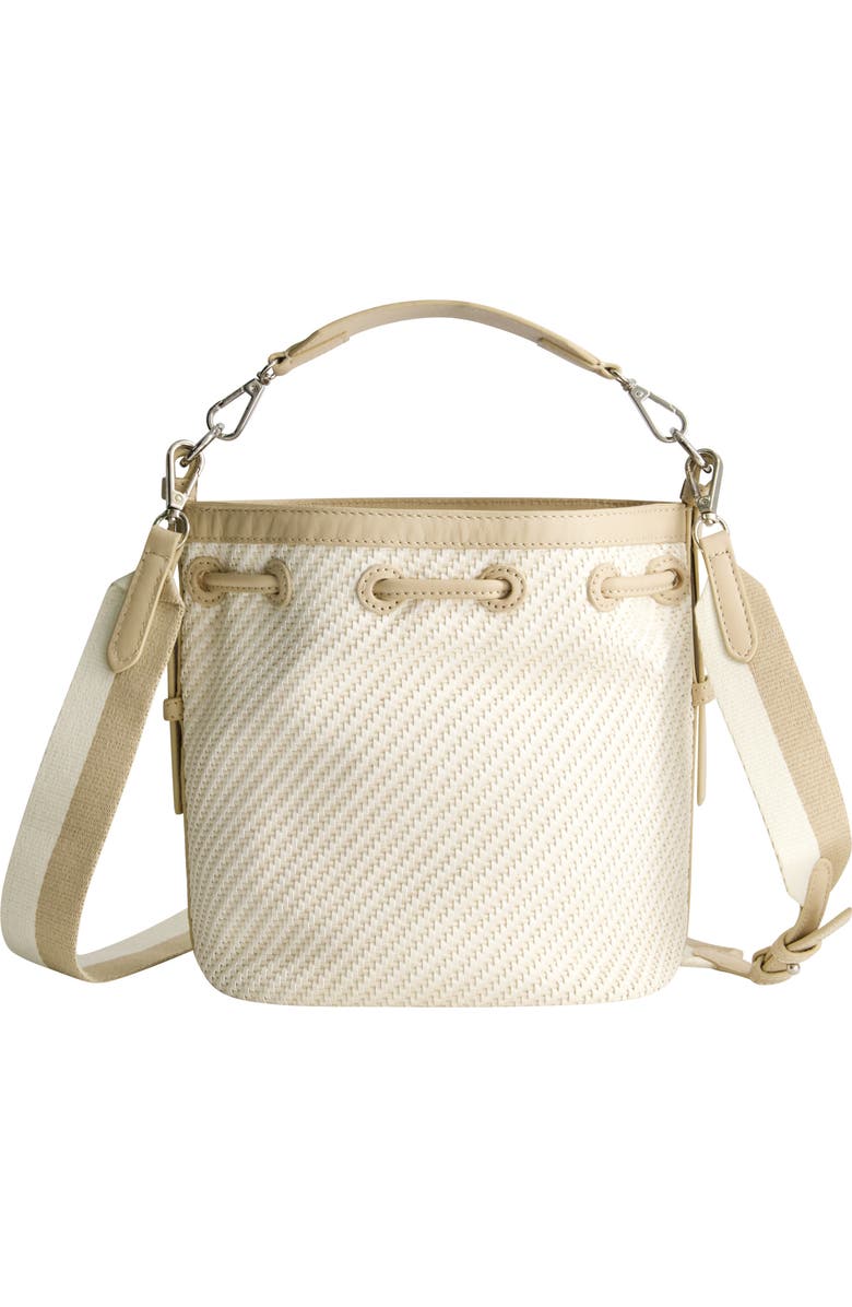 Tommy Bahama Soft Woven Drawstring Bucket Bag, Alternate, color, Tan/White