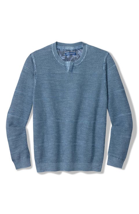 Saltwater Tide Abaco Cotton Split Neck Sweater