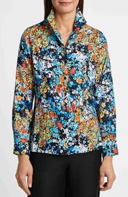 Foxcroft Katie Floral Print Cotton Button-Up Shirt