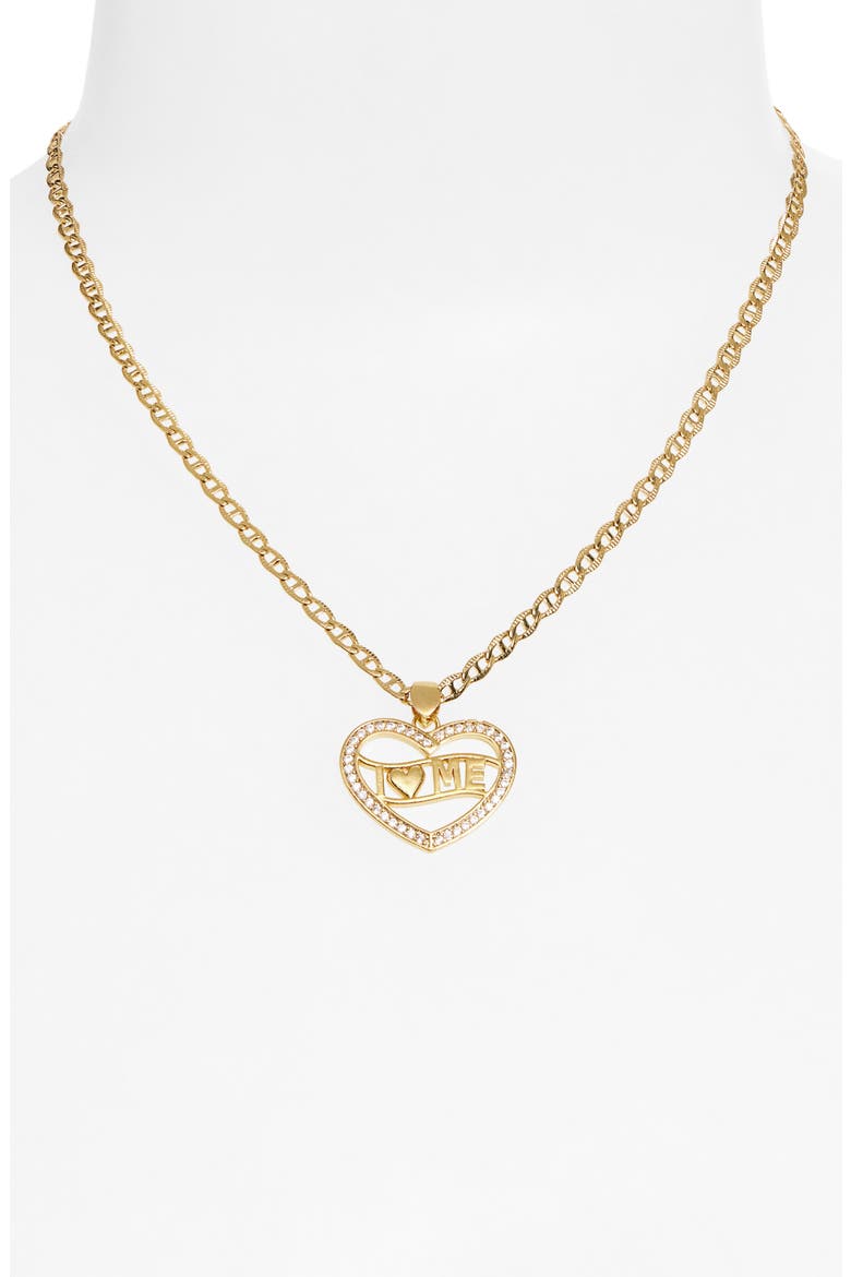 Mini I Love Me Pendant Necklace, Alternate, color, GOLD