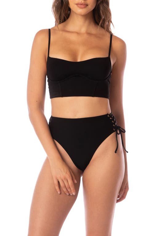 Maaji Twinkly Lace-up Reversible Bikini Top In Black